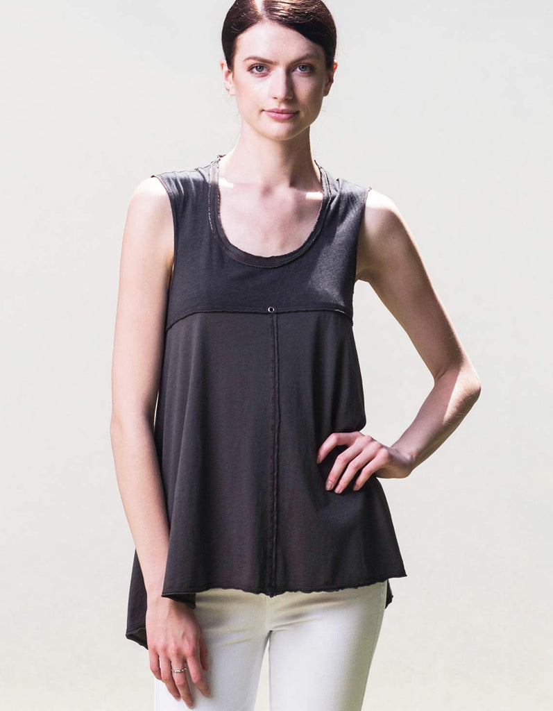Organic cotton tank top made in the USA by Raw Earth Wild Sky. Flowey style women's tank.