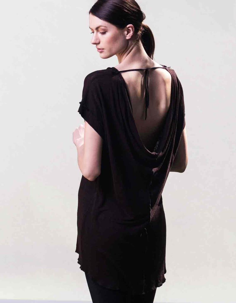 Open back organic linen top made by Raw Earth Wild Sky in Los Angeles.